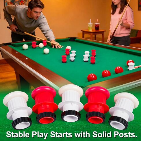 Chumia 12 Sets Jumbo Bumper Pool Posts with Rubber Rings 3" H x 2-1/8"W Replacement Parts for Bumper Pool Table, Red and White in Kuwait