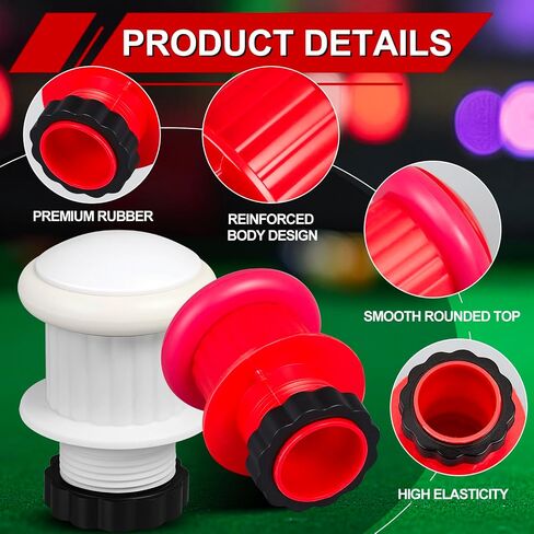 Chumia 12 Sets Jumbo Bumper Pool Posts with Rubber Rings 3" H x 2-1/8"W Replacement Parts for Bumper Pool Table, Red and White in Kuwait