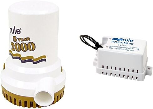 حزمة مضخة ماء آسن من سلسلة Rule 09 Gold 2000 GPH مع مفتاح تعويم Rule-A-Matic Plus وحامل مصهر وأختام محكمة للرطوبة in Kuwait