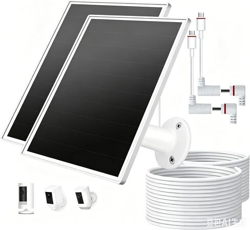 لوحة شمسية للكاميرا الحلقية اللاسلكية في الهواء الطلق ، شحن شحن سريع 6 واط مع USB-C & Barrel Slop for Ring Stick Up Cam & Spotlight Cam ، مقاوم للماء ، كابل 16 قدمًا ، أبيض in Kuwait