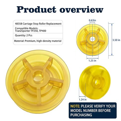 48358 Carriage Stop Roller Yellow Bumper Fits TranzSporter Ladder Hoist | Yellow Bumper Stop Rollers, Designed to Fit TranzSporter TP-250 TP-400 Ladder Hoist, Replace 48358 Carriage Lifting in Kuwait