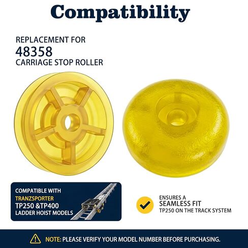 48358 Carriage Stop Roller Yellow Bumper Fits TranzSporter Ladder Hoist | Yellow Bumper Stop Rollers, Designed to Fit TranzSporter TP-250 TP-400 Ladder Hoist, Replace 48358 Carriage Lifting in Kuwait