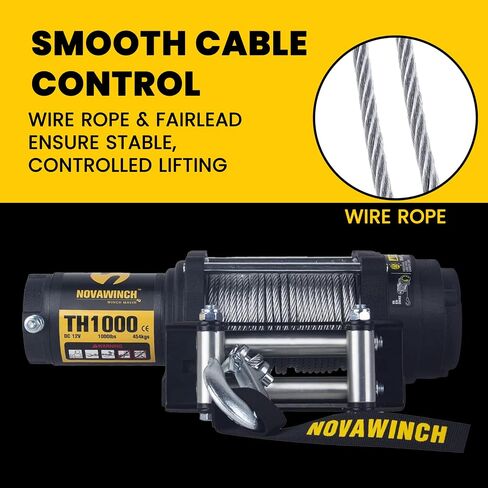TH1000 Electric Hoist 1000 lb - 12V DC Power Hoist with Mechanical Brake - Cable Hoist with Plug in Remote Control - Vertical or Horizontal Mount Lifting System for Material Handling in Kuwait
