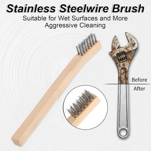 22 Pack Wood Handle Wire Scratch Brush, Small Wire Scratch Brushes with Stainless Steel Bristles and Natural Wood Handle for Rust, Paint, Slag Removal (7.8 Inch) in Kuwait