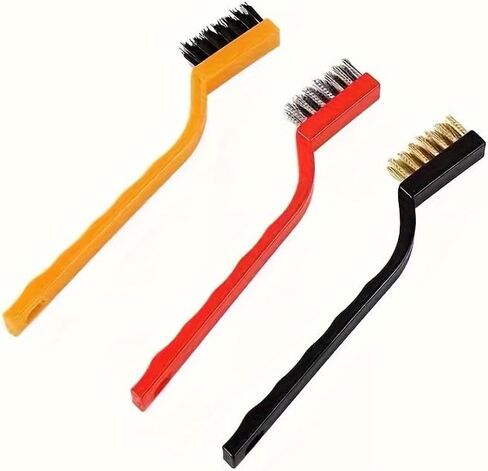3PCS Handy Brush Stainless Steel Nylon Brass Wire Brushes Set Cleaning Rust Kit in Saudi Arabia