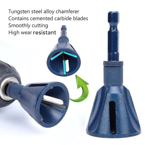 2PCS Hex Shank Chamfer Tool Thread Burr Remover Plating Blue Tungsten Steel Deburring Drill Bit 3-20mm 5-25mm in Kuwait