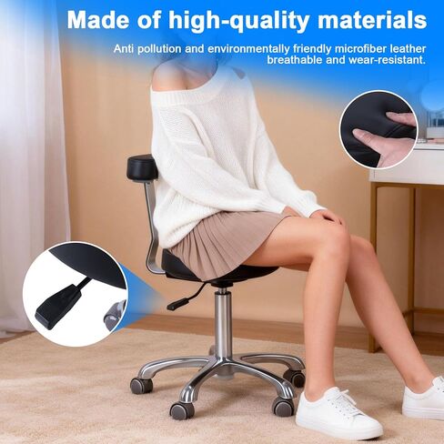Medical Stool with Wheels and Backrest Height Adjustable Rolling Stool Salon Shop Home and Medical Dental Assistant Chair in Kuwait