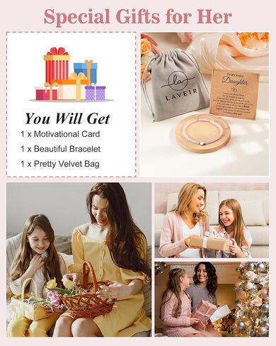 Stocking Stuffers for Women Teen Girls,Rose Quartz Beaded Bracelets for Women Teenage Teen Girl Gift Trendy Stuff with Inspirational Card in Saudi Arabia