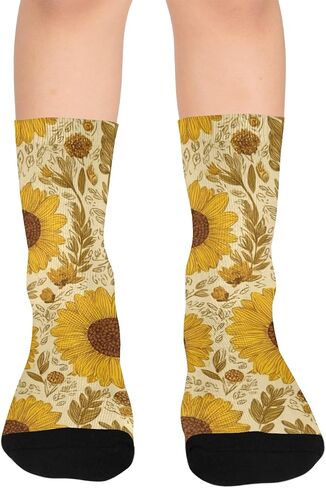 Warm Meadow Vibe Flowers Hiking Socks - Toddler Boys & Girls Warm Thick Thermal Winter Crew Socks for School, Daily Wear & Outdoor Activities in Kuwait