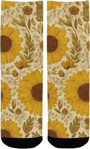 Warm Meadow Vibe Flowers Hiking Socks - Toddler Boys & Girls Warm Thick Thermal Winter Crew Socks for School, Daily Wear & Outdoor Activities in Kuwait