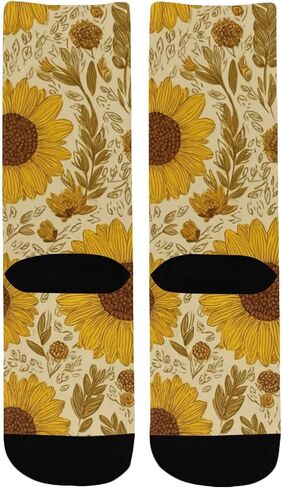 Warm Meadow Vibe Flowers Hiking Socks - Toddler Boys & Girls Warm Thick Thermal Winter Crew Socks for School, Daily Wear & Outdoor Activities in Kuwait