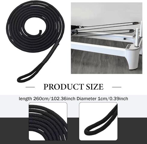 Pilates Reformer Pull Rope for Core Bed, 260cm (102.4in) Polyester Straps, Easy to Install Exercise Band Accessories for Home Gym in Kuwait