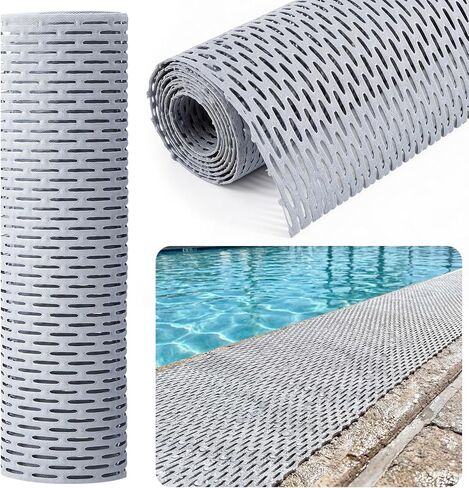 Nuanchu Non Slip Pool Drainage Mat 1 x 10 ft Heavy Duty PVC Wet Area Floor Mat with Fast Drainage Holes Cuttable for Swimming Pool Side, Bathroom, Spa, Patio, Commercial, Outdoor Walkway in Kuwait