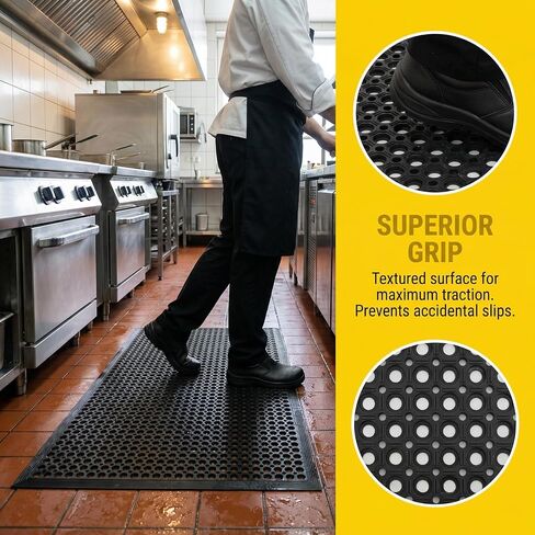 Rubber Floor Mats 60x36 Inch Anti Slip Mat Commercial Kitchen Mat Drainage Mat for Restaurant Bar Kitchen Entryway Indoor Outdoor in Kuwait