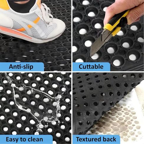 Rubber Floor Mats 60x36 Inch Anti Slip Mat Commercial Kitchen Mat Drainage Mat for Restaurant Bar Kitchen Entryway Indoor Outdoor in Kuwait