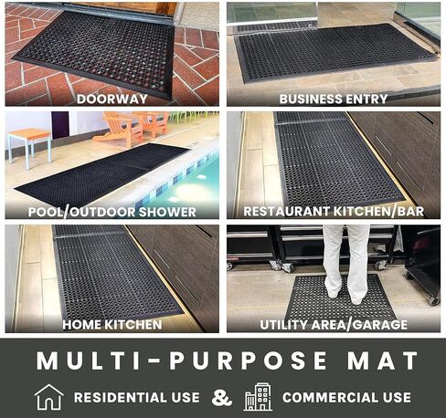 Rubber Floor Mats 60x36 Inch Anti Slip Mat Commercial Kitchen Mat Drainage Mat for Restaurant Bar Kitchen Entryway Indoor Outdoor in Kuwait