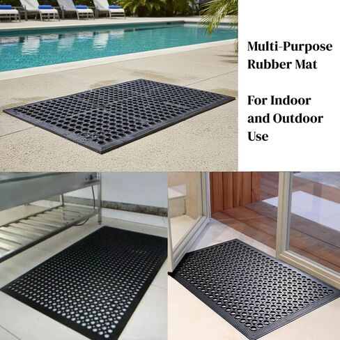 Rubber Floor Mats 60x36 Inch Anti Slip Mat Commercial Kitchen Mat Drainage Mat for Restaurant Bar Kitchen Entryway Indoor Outdoor in Kuwait