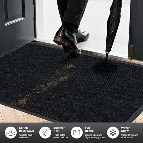 Commercial Floor Mat 35"x24" Indoor Outdoor Front Door Mat, Non-Slip Rubber Backing Waterproof Dirt Trapper Rug for High Traffic Outside Entrance, Business, Easy Clean, Low Profile Industrial Mat in Kuwait