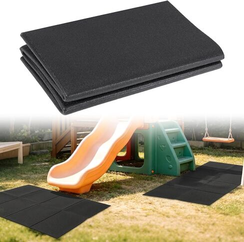 2 PCS Foldable Outdoor Playground Mats, Outdoor Play Mat, High Density Waterproof Anti Slip Floor Pads Double Sided Wear Resistant Protection Mats for Treadmill Swings Slides Indoor and Yard Use in Kuwait