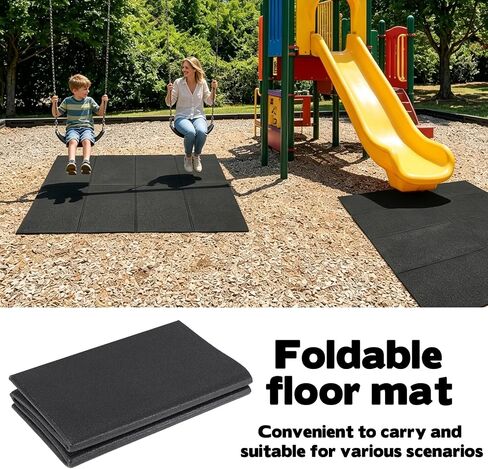 2 PCS Foldable Outdoor Playground Mats, Outdoor Play Mat, High Density Waterproof Anti Slip Floor Pads Double Sided Wear Resistant Protection Mats for Treadmill Swings Slides Indoor and Yard Use in Kuwait