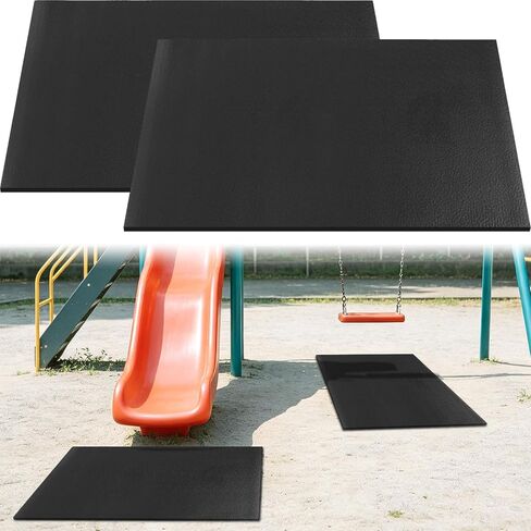 2 Pack Outdoor Playground Rubber Mats, 40 * 24 Inch Heavy Duty Protection Mats, High-Density PVC Outdoor Play Mat, Double-Sided Anti-Slip Texture Rubber Wearmat for Swing Slide Playground Backyard in Kuwait