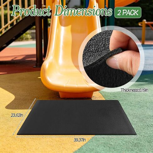 2 Pack Outdoor Playground Rubber Mats, 40 * 24 Inch Heavy Duty Protection Mats, High-Density PVC Outdoor Play Mat, Double-Sided Anti-Slip Texture Rubber Wearmat for Swing Slide Playground Backyard in Kuwait