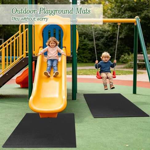 2 Pack Outdoor Playground Rubber Mats, 40 * 24 Inch Heavy Duty Protection Mats, High-Density PVC Outdoor Play Mat, Double-Sided Anti-Slip Texture Rubber Wearmat for Swing Slide Playground Backyard in Kuwait