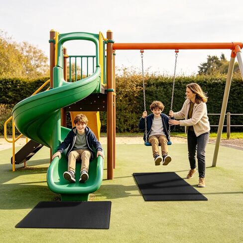 2 Pack Outdoor Playground Rubber Mats, 40 * 24 Inch Heavy Duty Protection Mats, High-Density PVC Outdoor Play Mat, Double-Sided Anti-Slip Texture Rubber Wearmat for Swing Slide Playground Backyard in Kuwait