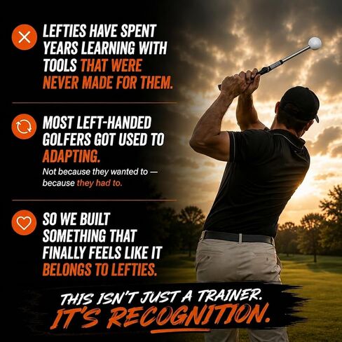 Left-Handed Golf Swing Trainer, Retractable Golf Training Aid with Click Feedback, Left-Handed Golf Grip Trainer for Tempo, Rhythm & Swing Consistency, Portable for Indoor Outdoor Use in Kuwait