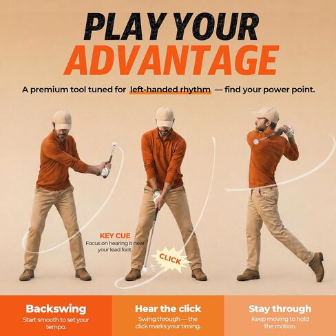 Left-Handed Golf Swing Trainer, Retractable Golf Training Aid with Click Feedback, Left-Handed Golf Grip Trainer for Tempo, Rhythm & Swing Consistency, Portable for Indoor Outdoor Use in Kuwait