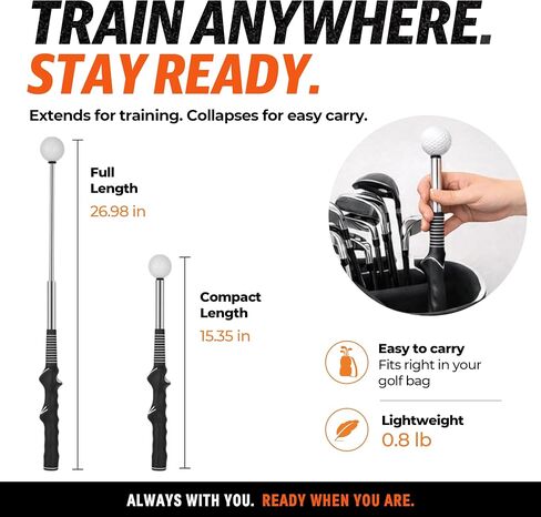 Left-Handed Golf Swing Trainer, Retractable Golf Training Aid with Click Feedback, Left-Handed Golf Grip Trainer for Tempo, Rhythm & Swing Consistency, Portable for Indoor Outdoor Use in Kuwait