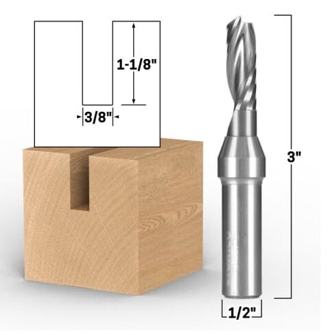 YONICO Solid Carbide Single Flute Upcut End Mill Router Bits CNC Spiral O Flute 3/8-Inch Diameter 1/2-Inch Shank 31027 in Kuwait