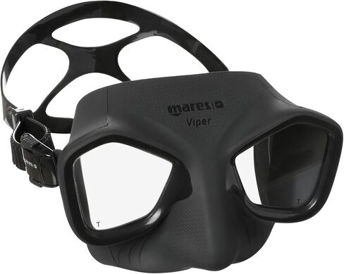 Mares Viper Mask for Freediving and Spearfishing - Low Volume Wide-Field Diving Mask with Fog-Resistant Silicone Skirt & Ergonomic Strap, Black in Kuwait