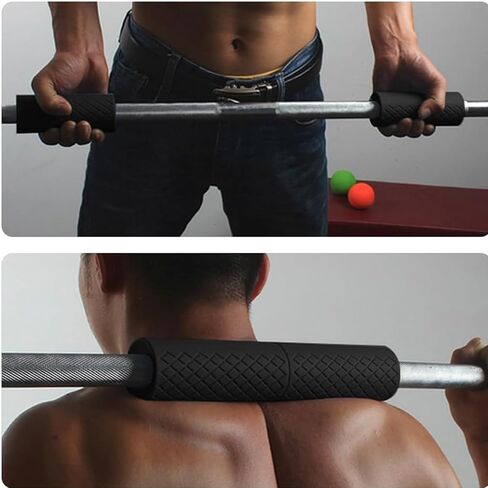 Barbell Grips Barbell Pad for Weightlifting, Thick Dumbbell Silicone Rubber, Non-Slip Gym Grips for Muscle Growth, Hand Stress Relief, Arm Blaster Adapter Black (1 Pair) in Kuwait