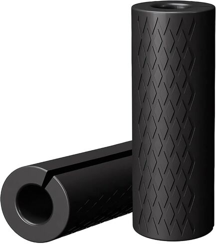 Barbell Grips Barbell Pad for Weightlifting, Thick Dumbbell Silicone Rubber, Non-Slip Gym Grips for Muscle Growth, Hand Stress Relief, Arm Blaster Adapter Black (1 Pair) in Kuwait