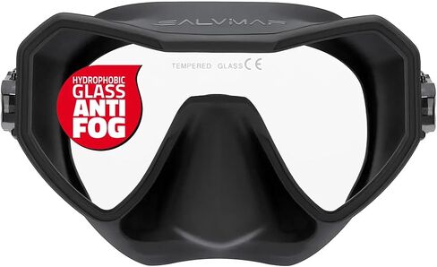 SALVIMAR Adult Neo Anti-Fog Diving Mask - Tempered Glass Wide-View Scuba & Spearfishing Mask with Integrated Anti-Fog Monocular Lens, Silicone Skirt & Adjustable Strap in Kuwait