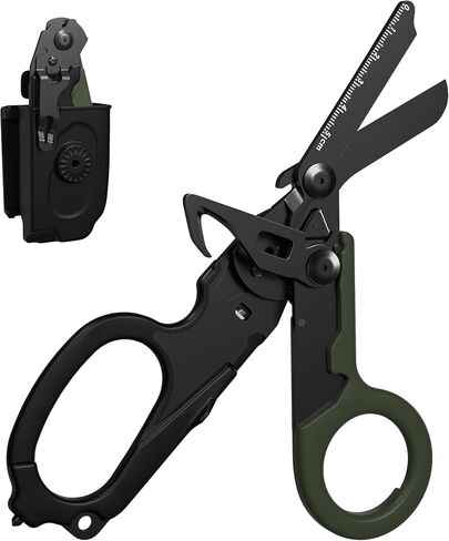 Folding Trauma Shears with Holster,6-in-1 EMT Multi Tool Medical Scissors for Nurses,Emergency Response Shear with Glass Breaker&Oxygen Wrench,Portable Tactical Shears for Paramedics (Carbon Black) in Kuwait
