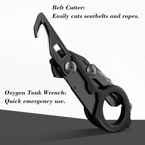 Folding Trauma Shears with Holster,6-in-1 EMT Multi Tool Medical Scissors for Nurses,Emergency Response Shear with Glass Breaker&Oxygen Wrench,Portable Tactical Shears for Paramedics (Carbon Black) in Kuwait