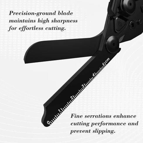 Folding Trauma Shears with Holster,6-in-1 EMT Multi Tool Medical Scissors for Nurses,Emergency Response Shear with Glass Breaker&Oxygen Wrench,Portable Tactical Shears for Paramedics (Carbon Black) in Kuwait