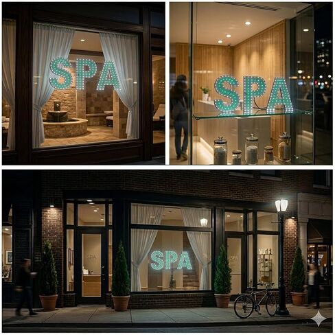 EPL SPA GREEN, LED 1G On-Off sign, Eye-Catching sign, Super Bright, 10"x24", Relaxing Massage, Beauty Wellness Center, Salon Business decor, Storefront display in Kuwait
