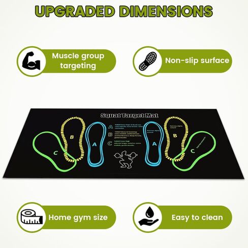 Squat Mat with Foot Position, 31.5" x 13.8" Non-Slip Exercise Mat for Squats, Leg Workouts & Ab Training, High-Density Cushioning for Joint Protection, Portable Home Gym Floor Mat for Lunges, Yoga in Kuwait