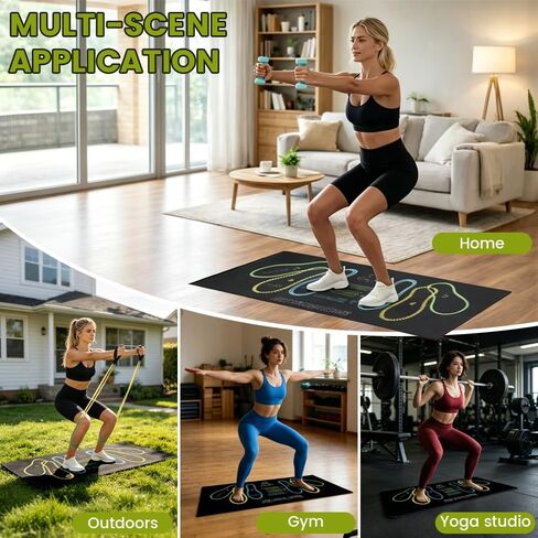 Squat Mat with Foot Position, 31.5" x 13.8" Non-Slip Exercise Mat for Squats, Leg Workouts & Ab Training, High-Density Cushioning for Joint Protection, Portable Home Gym Floor Mat for Lunges, Yoga in Kuwait
