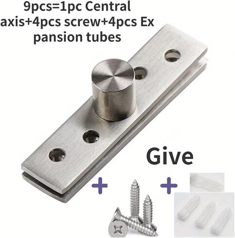18 Piece 360° Swivel Shaft Set - Surface Mounted Concealed Hinges for Revolving Doors, Containing 2 Center Shafts, 8 Screws and in Kuwait