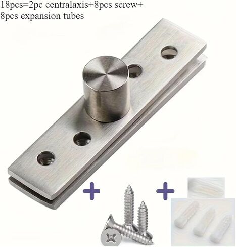 18 Piece 360° Swivel Shaft Set - Surface Mounted Concealed Hinges for Revolving Doors, Containing 2 Center Shafts, 8 Screws and in Kuwait