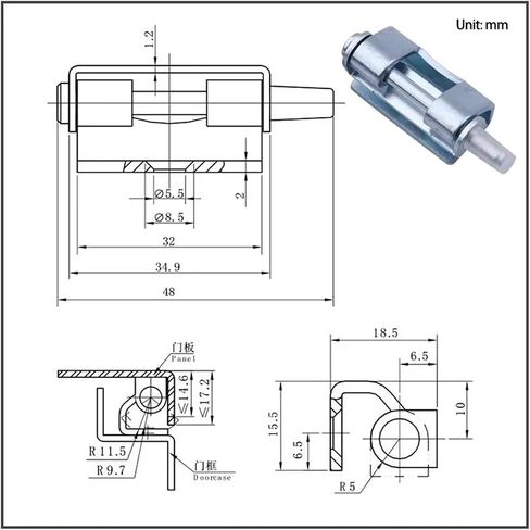 Removable Iron Hinge Industrial Electrical Automation Equipment Distribution Box Cabinet Door Concealed 1Pcs in Kuwait