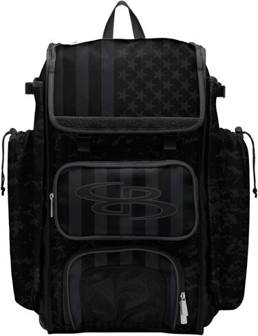 Boombah Catchers Superpack Bat Bag - 23-1/2" x 13-1/2" x 9-1/2" - USA Clandestine 2 Black/Charcoal - Holds 4 Bats - Backpack Version (no Wheels) in Kuwait