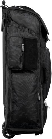 Boombah Superpack XL Rolling Bat Bag - 35.5" x 13.5" x 10" - Telescopic Handle - Holds 8 Bats - Wheeled Version - USA Clandestine 2 Black/Charcoal in Kuwait