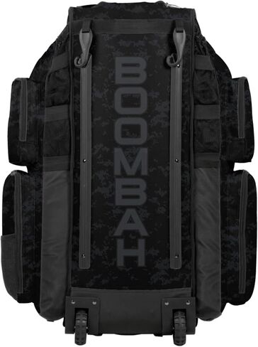 Boombah Superpack XL Rolling Bat Bag - 35.5" x 13.5" x 10" - Telescopic Handle - Holds 8 Bats - Wheeled Version - USA Clandestine 2 Black/Charcoal in Kuwait