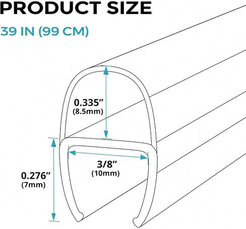 Glass Shower Door Seal Strip 2 Pack x 39 Inch U Type for 3/8" Thick Glass Frameless Shower Door Bottom Side Seal Trim Strip Door Sweep Ultra Clear Rubber Shower Door Leak Guard in Kuwait