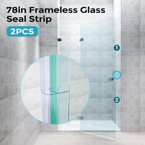 Glass Shower Door Seal Strip 2 Pack x 39 Inch U Type for 3/8" Thick Glass Frameless Shower Door Bottom Side Seal Trim Strip Door Sweep Ultra Clear Rubber Shower Door Leak Guard in Kuwait